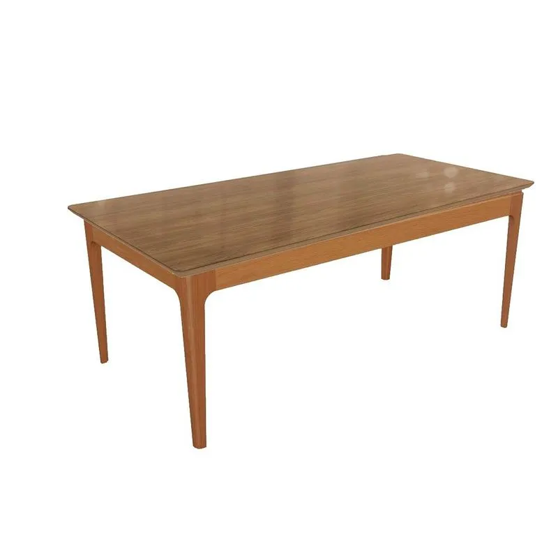 Mesa Multiuso Cozinha Mira Madeira Maciça c/ Tampo Madeirado c/ Vidro 200x100cm Carvalho/Nogueira/Vidro Nogueira - Kappesberg