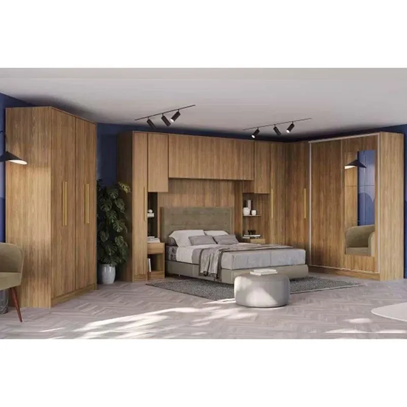 Modulado De Quarto Adapt 10 Peças Quarto Casal (7 Armários + 1 Ponte Aéreo + 2 Complementos) Qcm135 Nogueira - Kappesberg