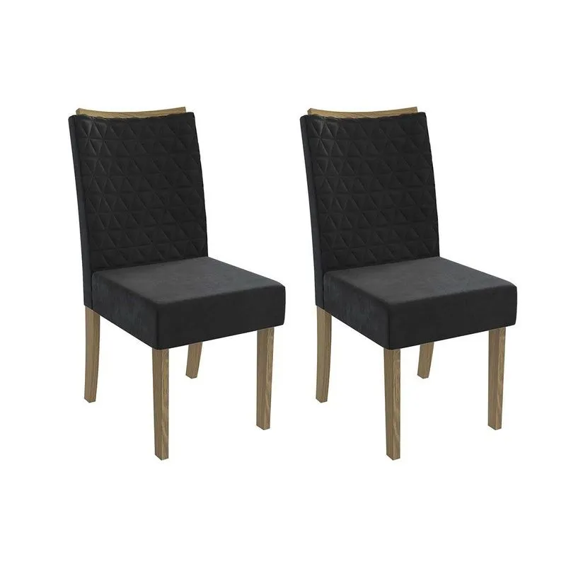 Cadeira De Cozinha 2cad129 Kit 2 Un Canela/suede Preto - Kappesberg