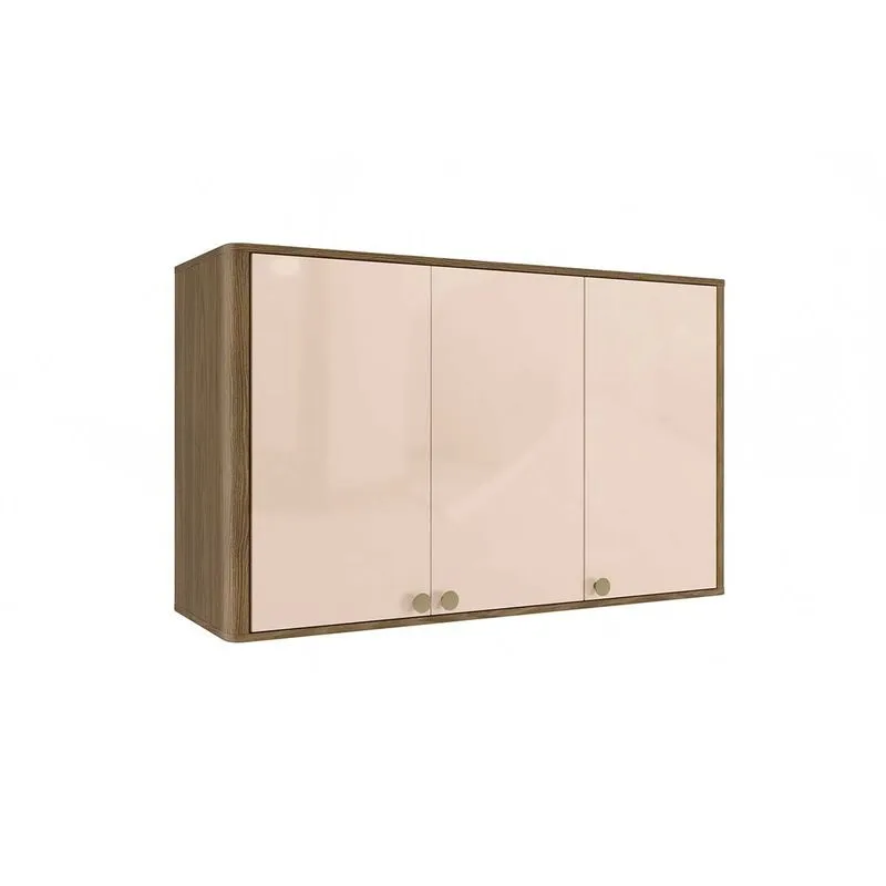 Armário de Cozinha Modulado Curve N646 c/ 3 Portas 120cm Nogueira/Macadamia - Kappesberg