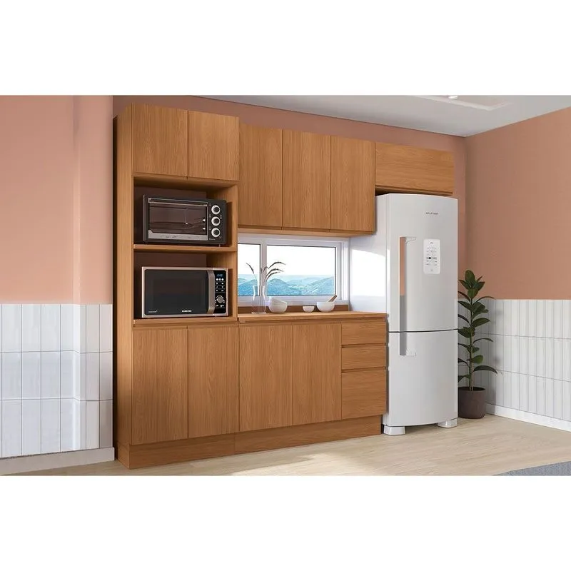 Cozinha Completa Ciela 5 Peças (2Aéreos+1Balcão+1TorreQuente+1Complemento) C5P116 Canela - Kappesberg