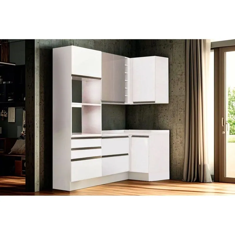 Cozinha Completa Maxxi 7 Peças (2Aéreos + 2Balcões + 1TorreQuente + 2Complementos) C7P22 Branco - Kappesberg