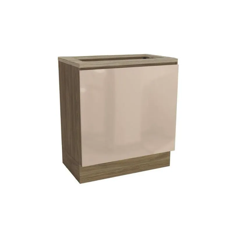 Balcão De Cozinha Curve Para Forno Com Tampo Cooktop 80cm Nogueira Macadamia