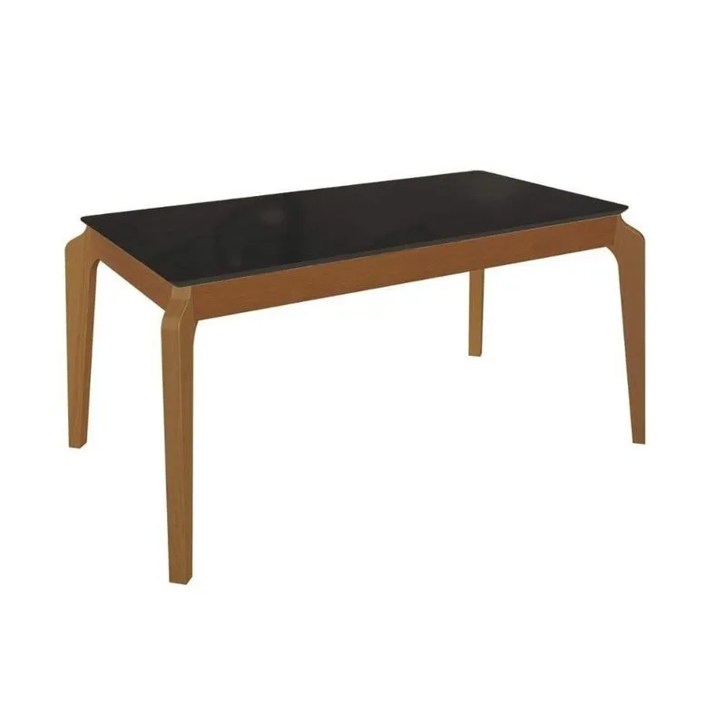 Mesa De Sala Jantar Petra c- Tampo Madeirado c- Vidro 100x200cm Carvalho-preto Fosco-vidro Preto - Kappesberg