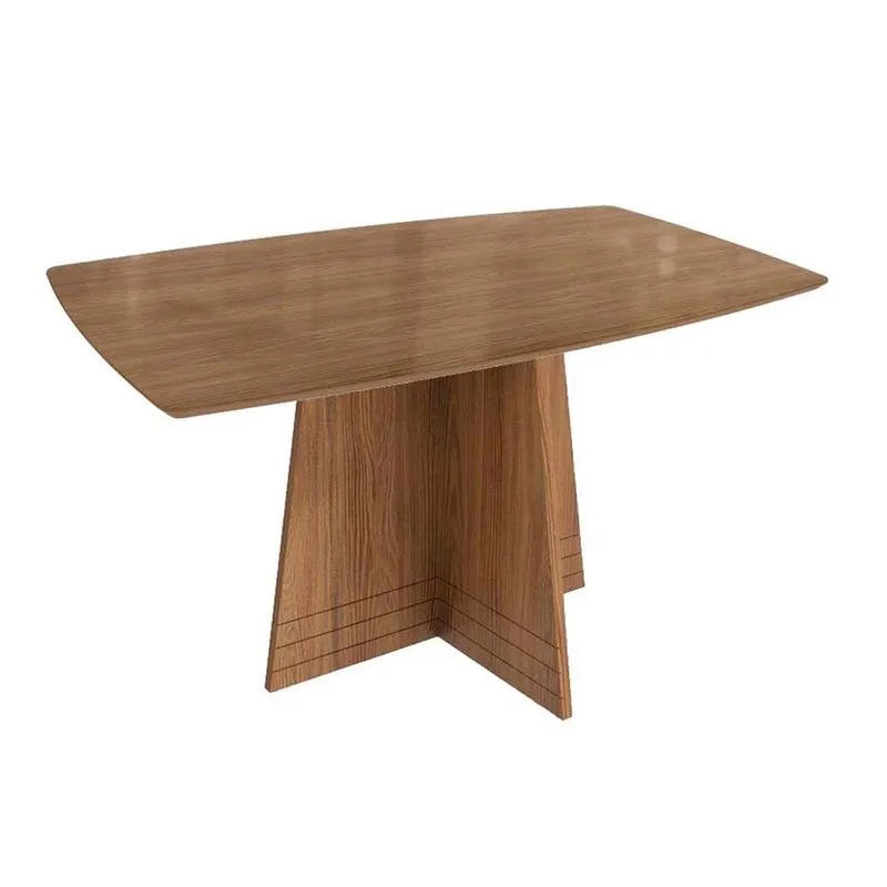 Mesa de Sala Jantar Lótus c/ Tampo Madeirado c/ Vidro 90x170cm Nogueira/Vidro Nogueira - Kappesberg