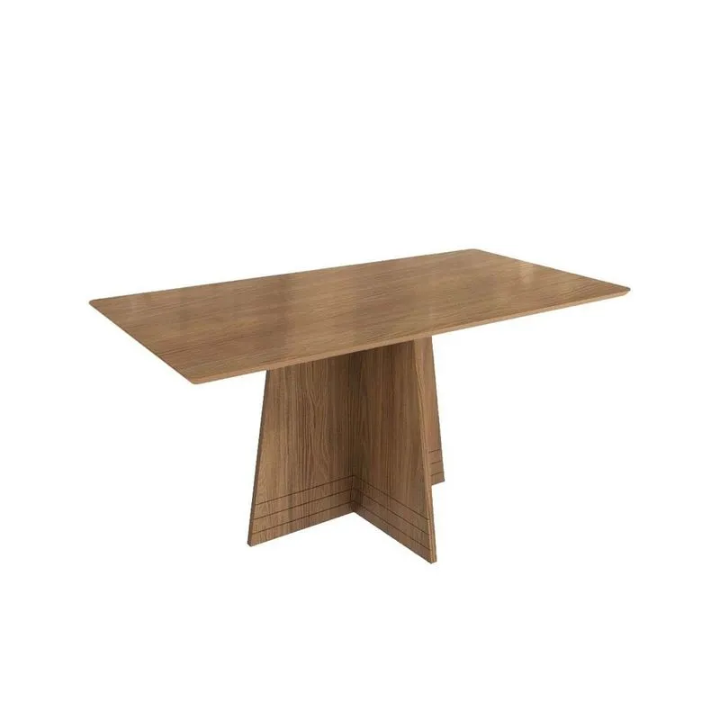 Mesa de Sala Jantar Lótus c/ Tampo Madeirado c/ Vidro 90x180cm Nogueira/Vidro Nogueira - Kappesberg