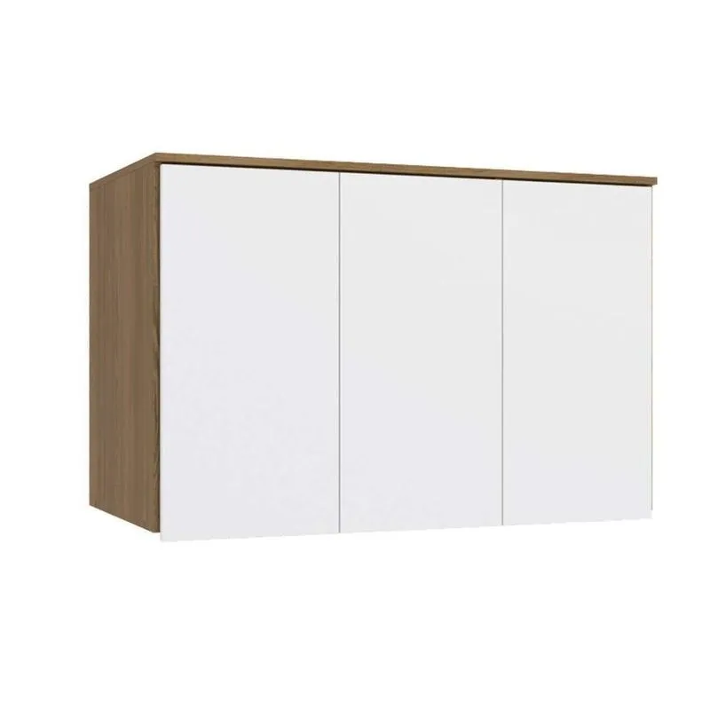 Módulo De Quarto Solteiro Armário Ponte Aéreo N541 Adapt c- 3 Portas Nogueira-branco - Kappesberg