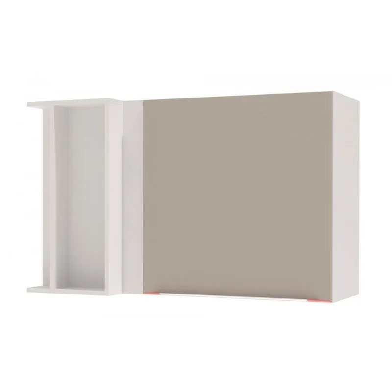 Armário Aéreo Canto Reto 1 Porta P440 Premium Kappesberg Branco/Linho Titânio