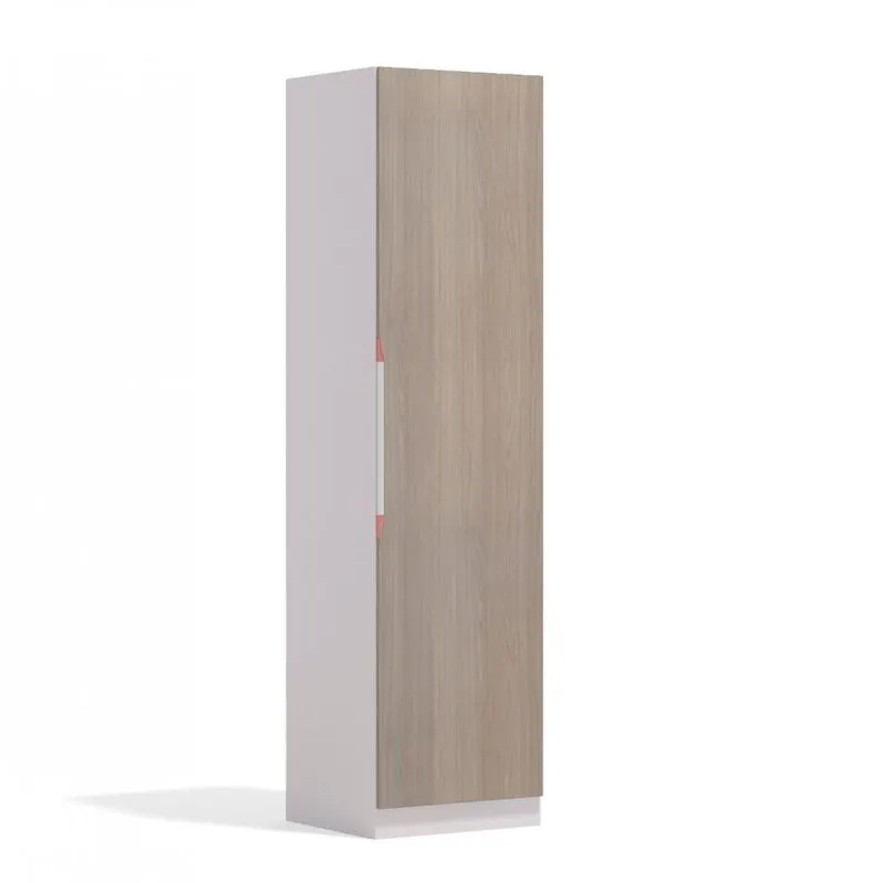Guarda Roupa Modulado 1 Porta A-2300 L-600 Kappesberg Branco/Nogueira