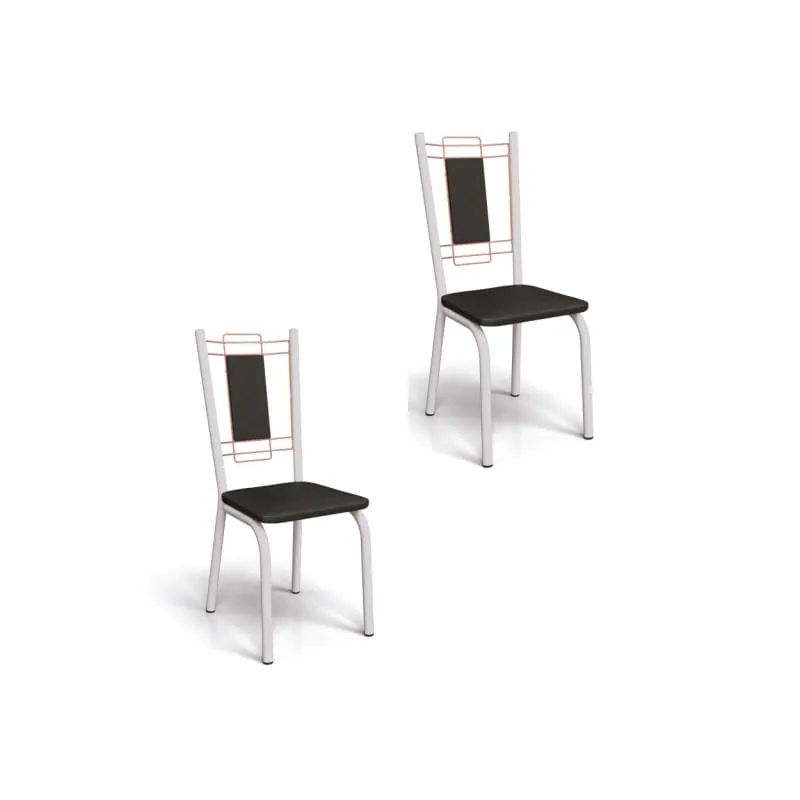 Kit 02 Cadeiras para Cozinha Florença 2C078BRF Branco/Preto - Kappesberg