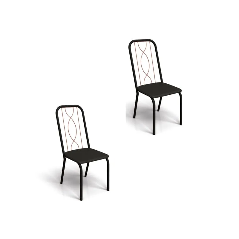 Kit 02 Cadeiras para Cozinha Viena 2C081PFR Preto - Kappesberg