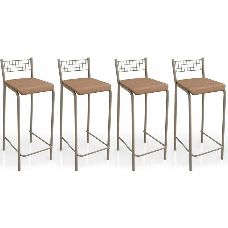 Banqueta Sala de Jantar Gênova B705NK Aço Kit 4 Un Niquel - Courano Capuccino - Kappesberg