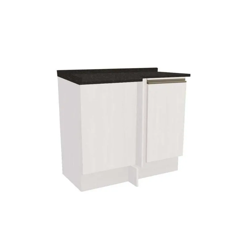 Balcão De Cozinha Canto Reto Maxxi G748 1 Porta C/ Tampo Branco/preto Brilho - Kappesberg