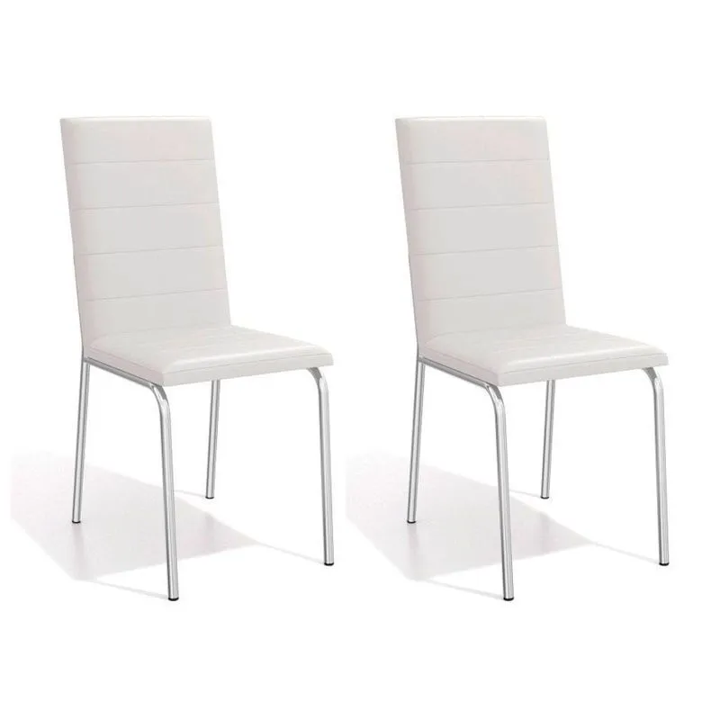 Cadeira Sala De Jantar Amsterdã 2c091 Kit 2 Un Cromado/courano Branco - Kappesberg