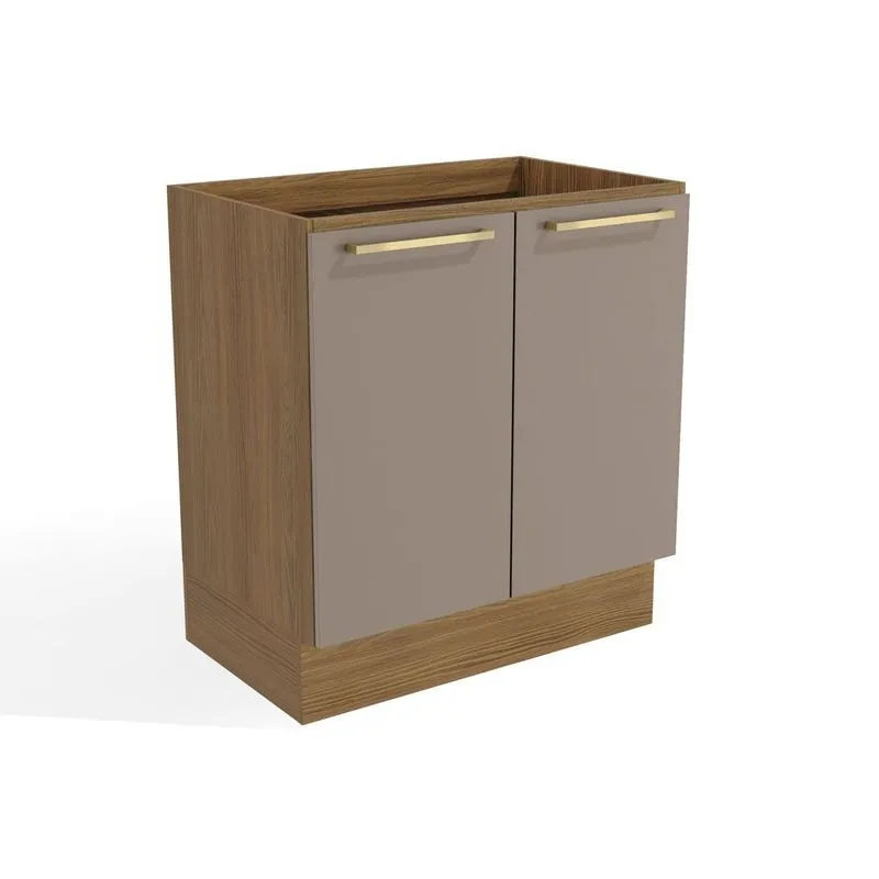 Balcão de Cozinha Modulado Botanic M623 c/ 2 Portas 80cm Nogueira/Fendi - Kappesberg