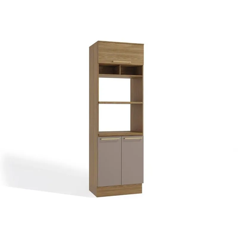 Paneleiro de Cozinha Modulado Botanic M627 c/ 3 Portas 70cm Nogueira/Fendi - Kappesberg