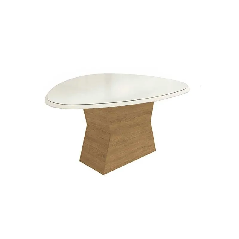 Mesa De Sala Jantar Tilia + Tampo Madeirado C/ Vidro 135x105cm Off White C/ Vidro Off White - Kappesberg
