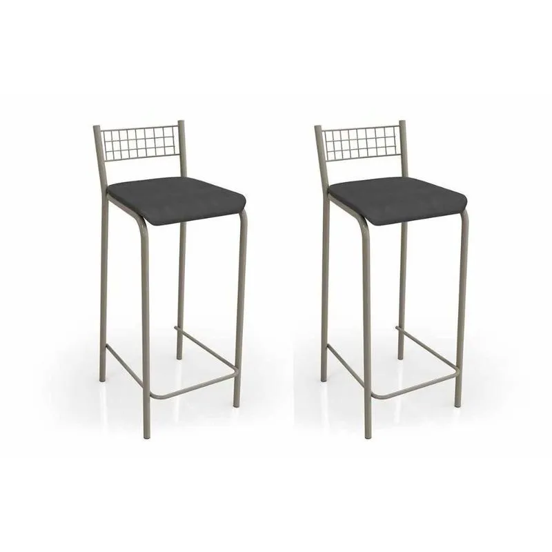 Kit 2 Banqueta De Cozinha Gênova B705nk Un Níquel/preto - Kappesberg