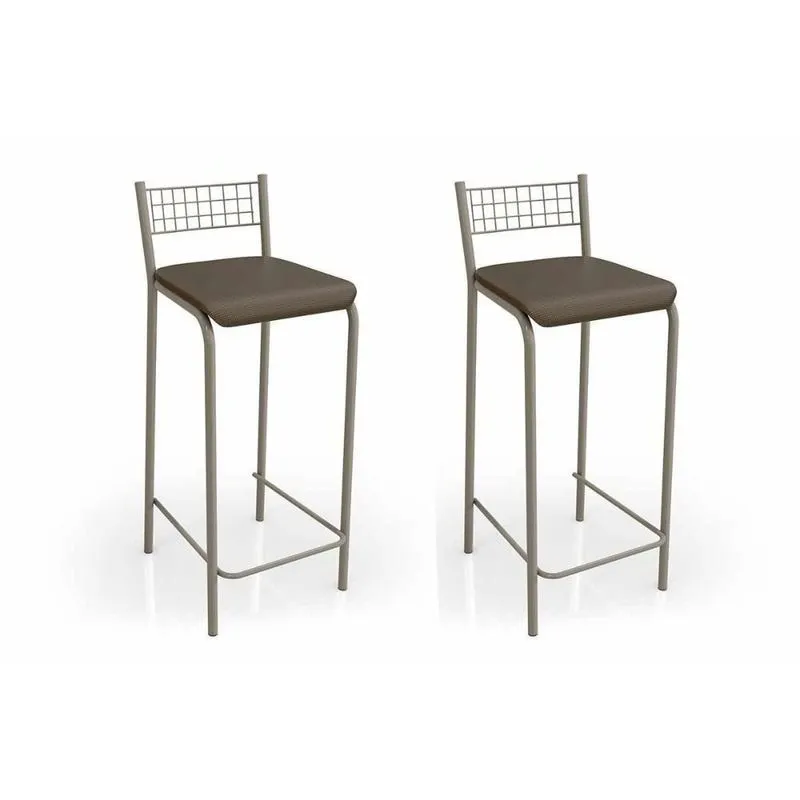 Kit 2 Banqueta De Cozinha Gênova 2b705nk 2 Un Níquel/marrom - Kappesberg