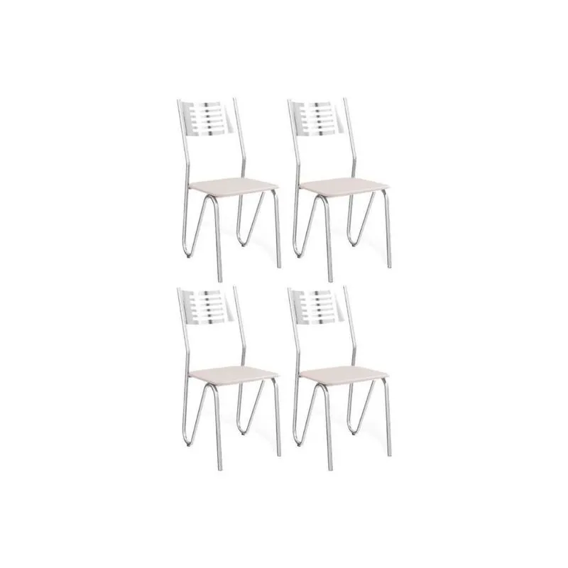 Kit 4 Cadeiras Nápoles 4c045 4 Un Cromado Courano Branco