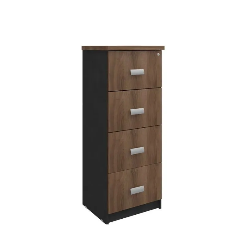 Arquivo de 04 gavetas pasta suspensa Nature/Preto 1,280,480,43 cm Incoflex