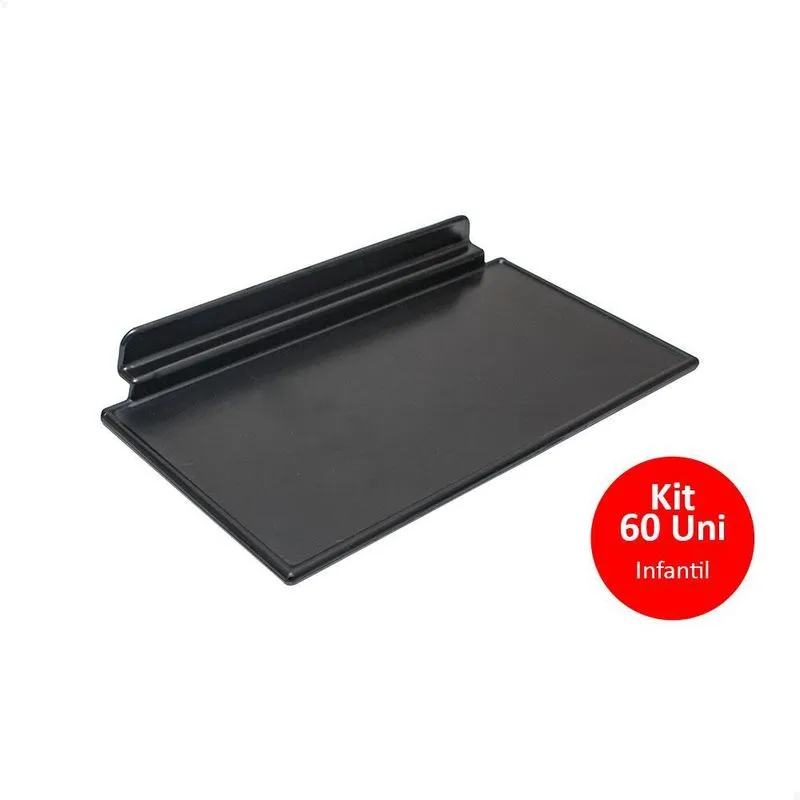 60 Expositor Calçado Infantil 21cm Painel Canaletado Preto