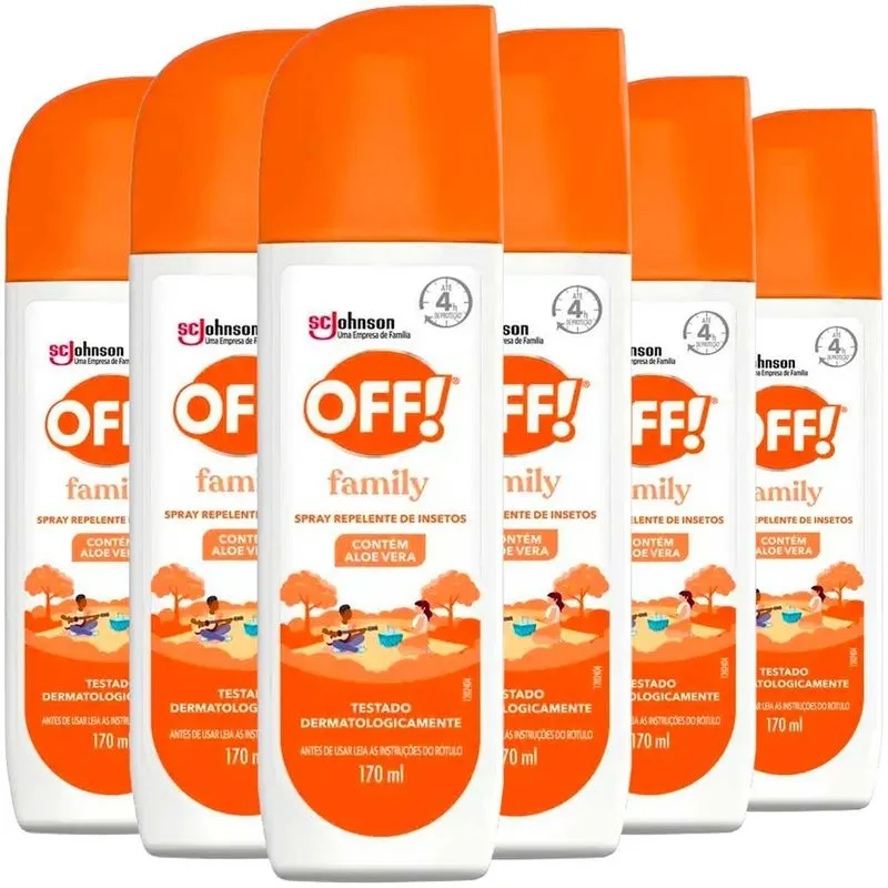 Repelente Off Spray Family Proteção Insetos Kit Com 6 170ml