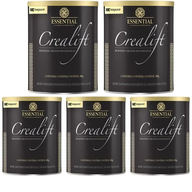 Kit 5 CreaLift Creapure Essential Nutrition Creatina 300g