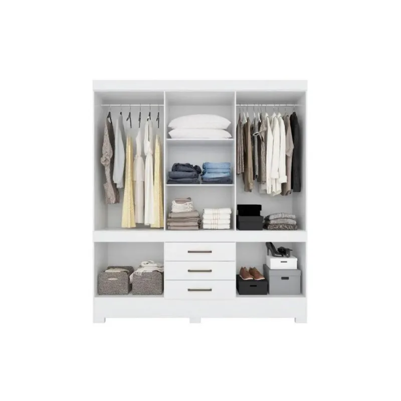 Guarda Roupa Casal 10 Portas e 3 Gavetas New Murano Branco Demóbile