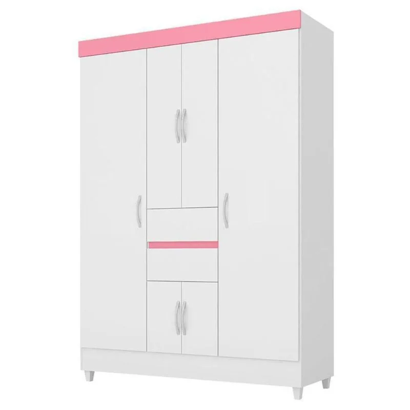 Guarda Roupa Infantil Ecom 2 Branco Rosa Flex – Demóbile