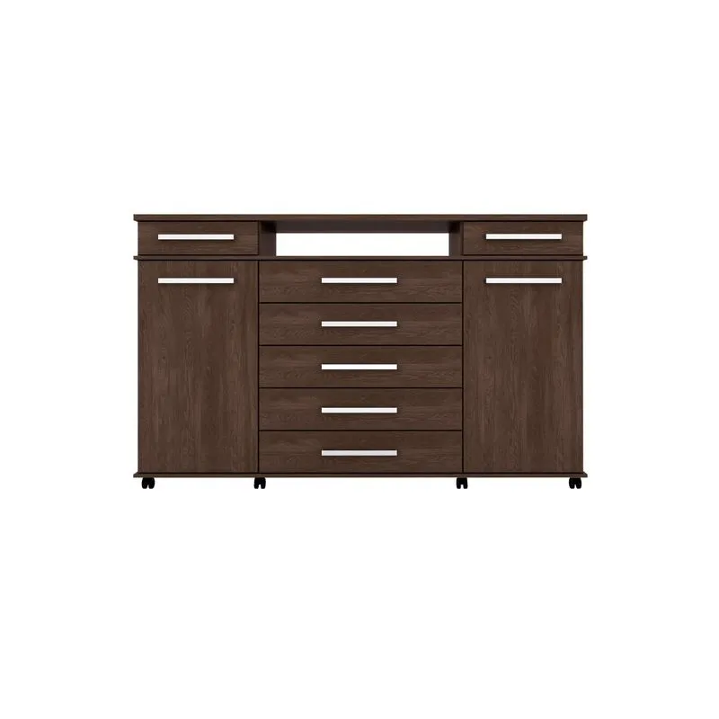 Cômoda 2 Portas 7 Gavetas Paris Demóbile Canela