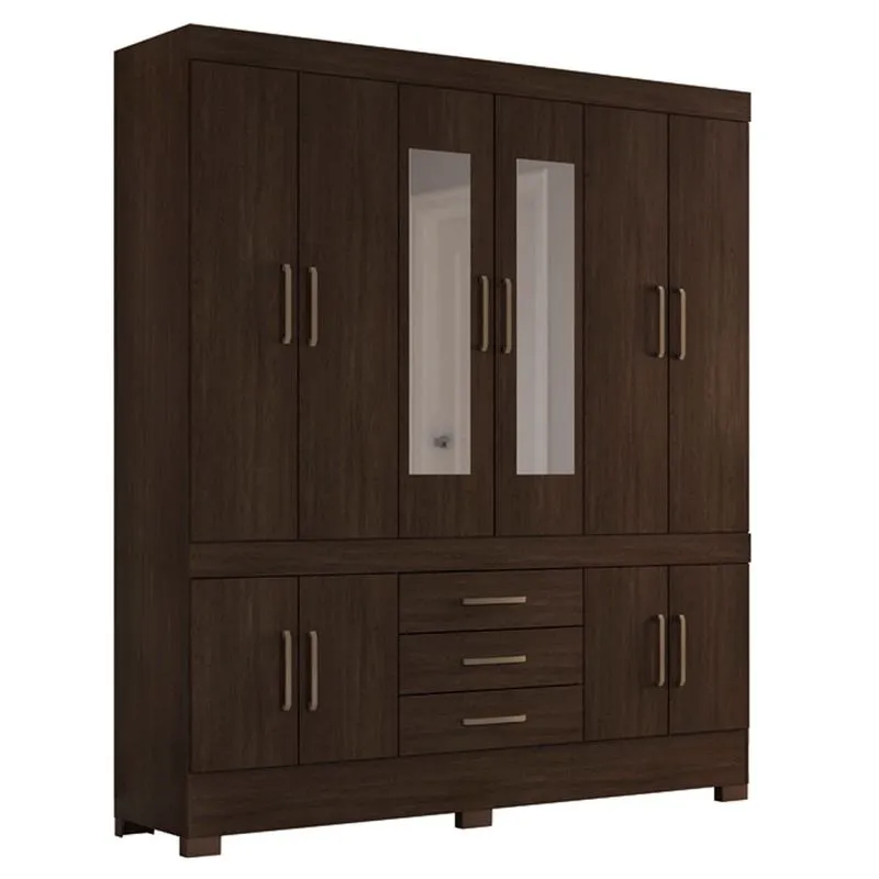 Guarda Roupa Casal 10 Portas New Murano c/ Espelho 83530EL Ébano Touch Demóbile