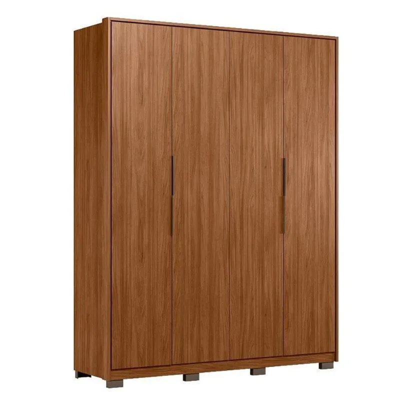 Guarda Roupa Casal Attore D43010kpe 4 Portas Nogueira Touch Com Pés Demóbile - Demartêz