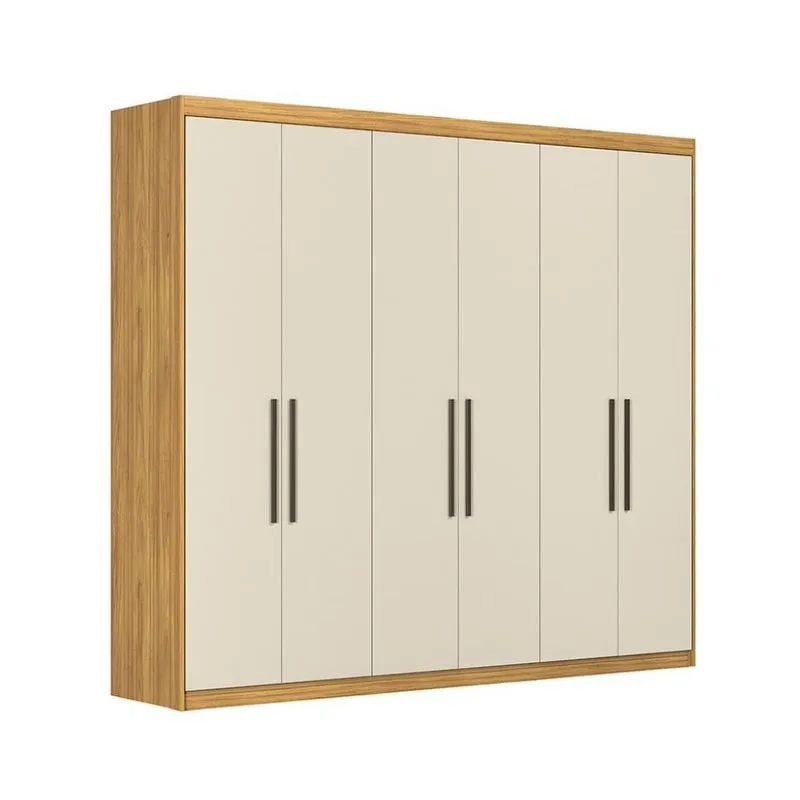 Guarda-Roupa Casal Venice MDF 6 Portas 4 Gavetas Cinamon e Off White