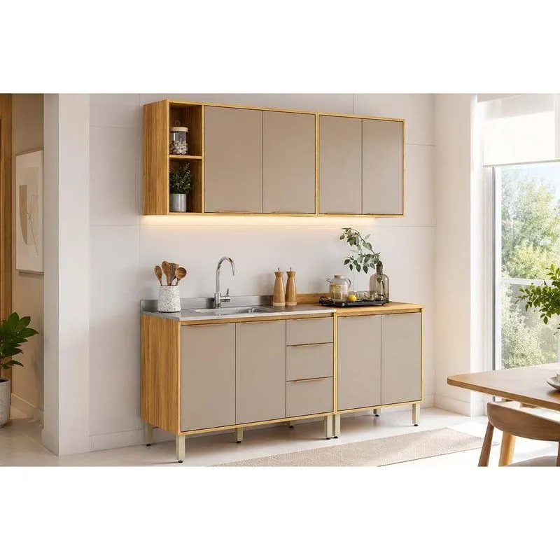 Cozinha Modulada 4 Peças Plena Cz470 Cinamon/nude Demóbile