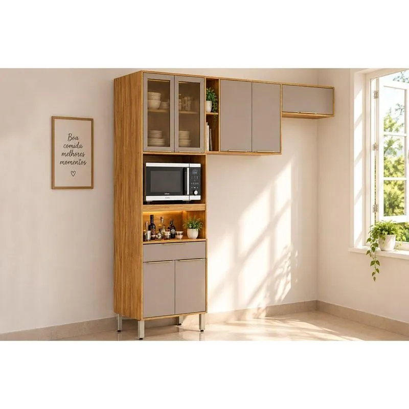Cozinha Modulada 3 Peças Plena Cz309 Cinamon/nude Demóbile