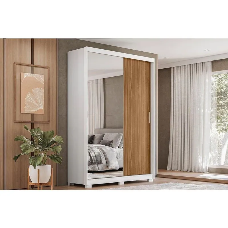Guarda Roupa Solteiro 2 Portas 1 Esp 4 Gavetas Riva 2.4 Amêndoa Demóbile