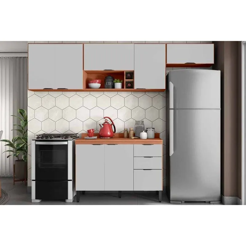 Kit Modulado Demóbile 4 Peças Firenze C4P254 Amendola/Nude Prime TX