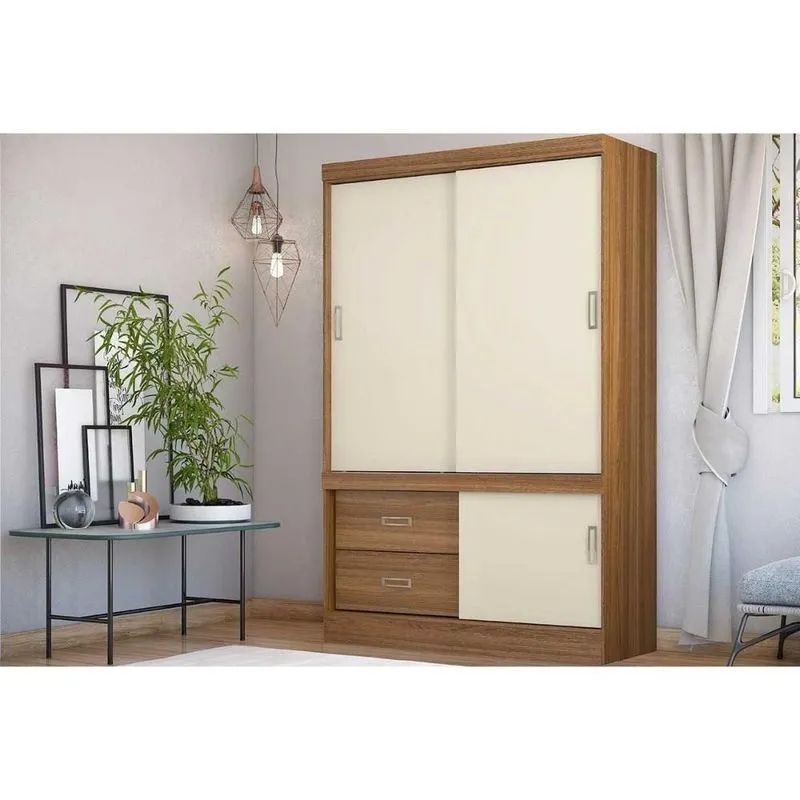 Guarda Roupa Solteiro 2 Portas E 3 Gavetas Estilo Ii Amêndola/Off White - Demóbile