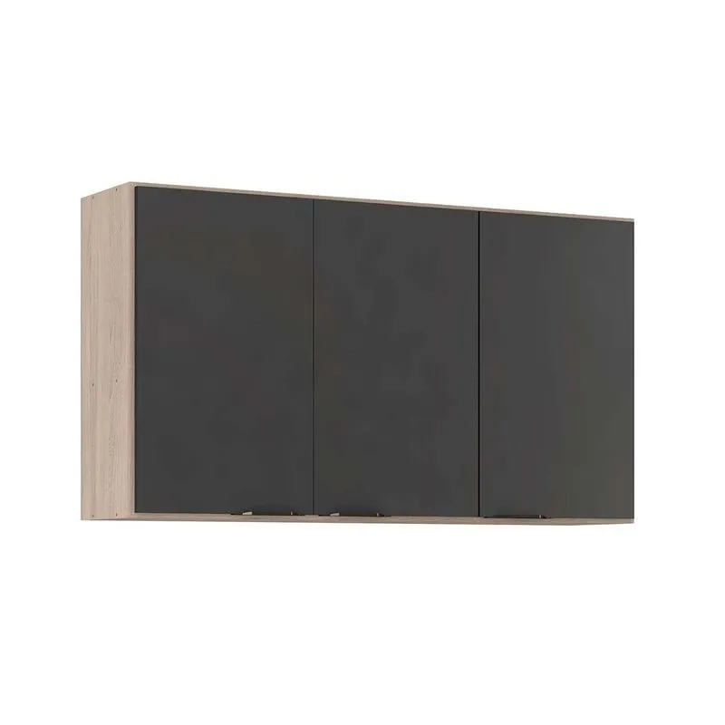 Armário de Cozinha Modulado Firenze 3 Portas 120cm Avena/Grafito - Demóbile