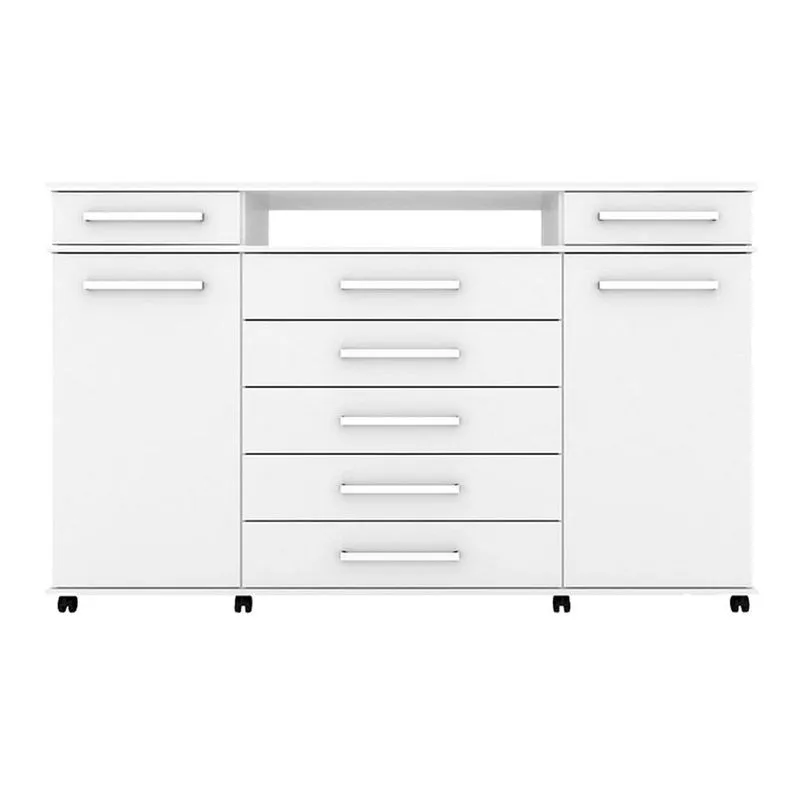 Cômoda Solteiro London c/ 2 Portas e 7 Gavetas Branco - Demóbile