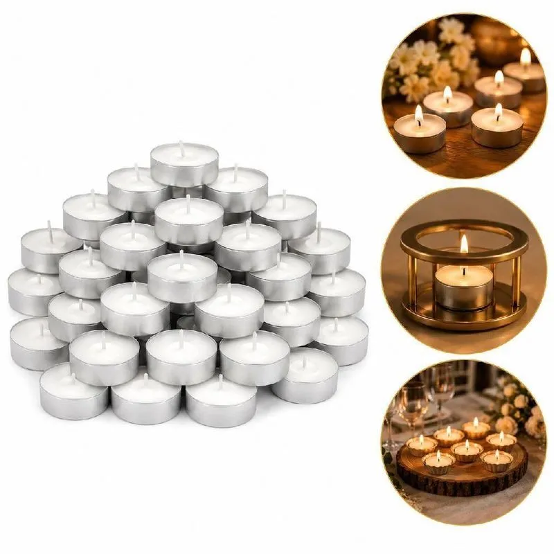 Vela Rechaud Decorativa Kit 50 Velas Brancas Base Aluminio Iluminacao Suave Romantica Casamento Mesa