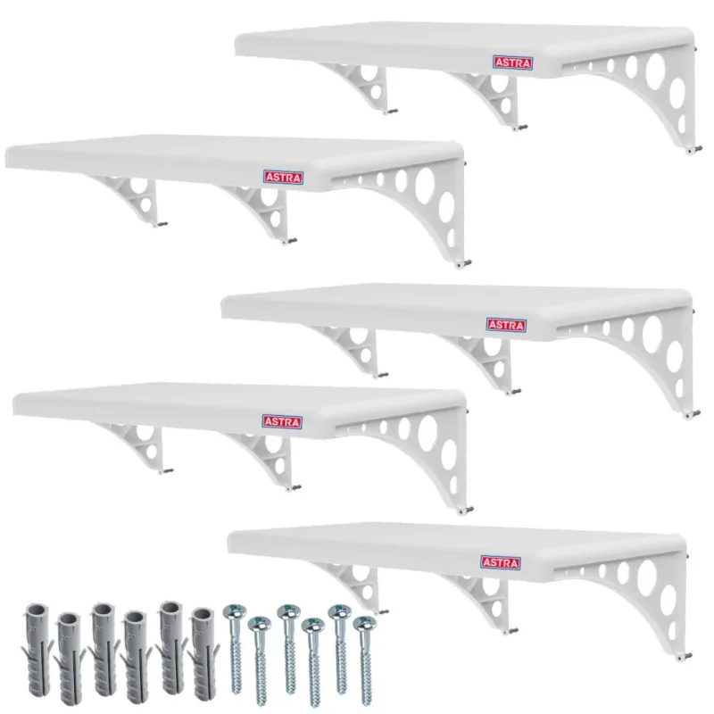 5 Prateleiras Plástica Pvc Com Suporte 60x30 Astra Branco 25kg PM3S
