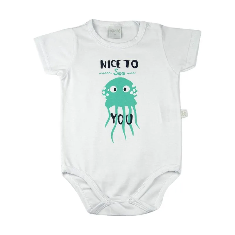 Body Bebê Cotton Conforto Polvo Nice To Sea You - Branco G
