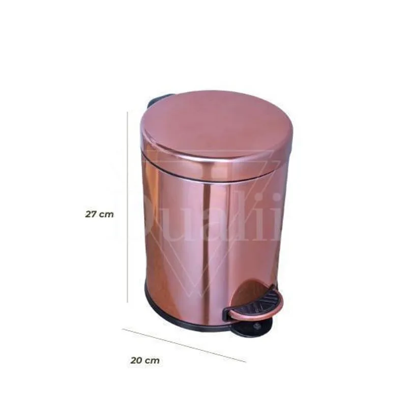 Lixeira Com Pedal Aço Inox 5 Litros Rosê Gold