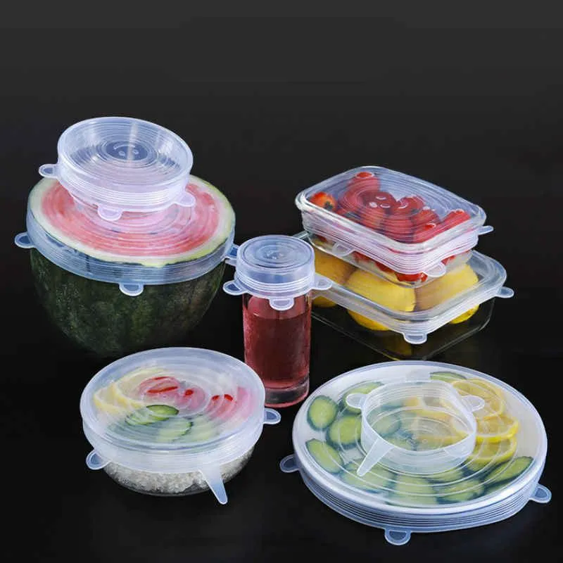 Kit 6 Tampas Panela Silicone Reutilizável Universal Elástica