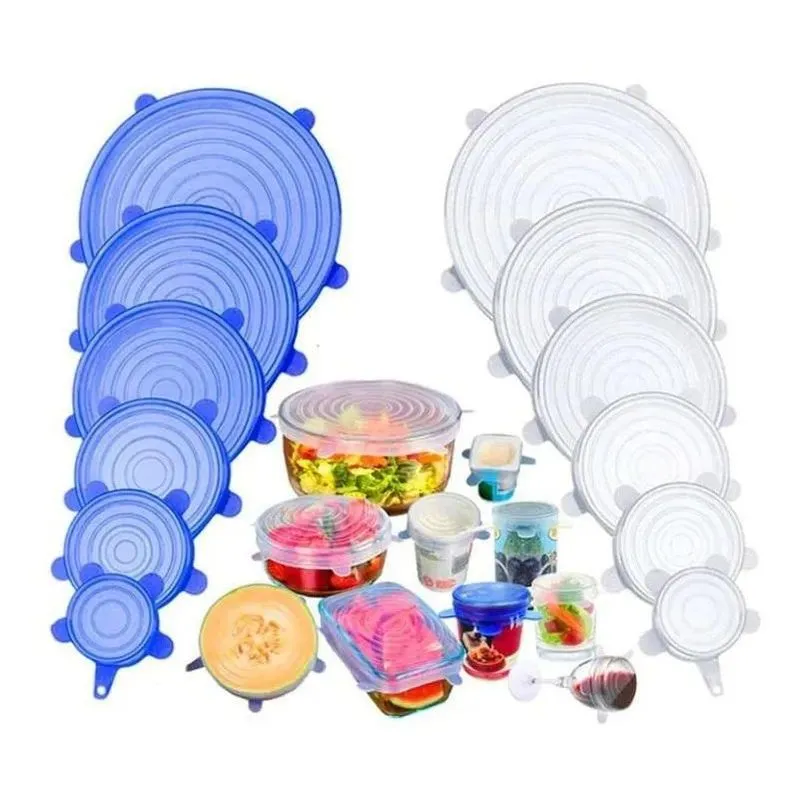 Kit 12 Tampas Silicone Panela Pote Mantimentos Geladeira