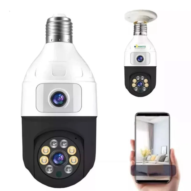 Câmera Lâmpada Wifi Com Visão Noturna E Lente Dupla