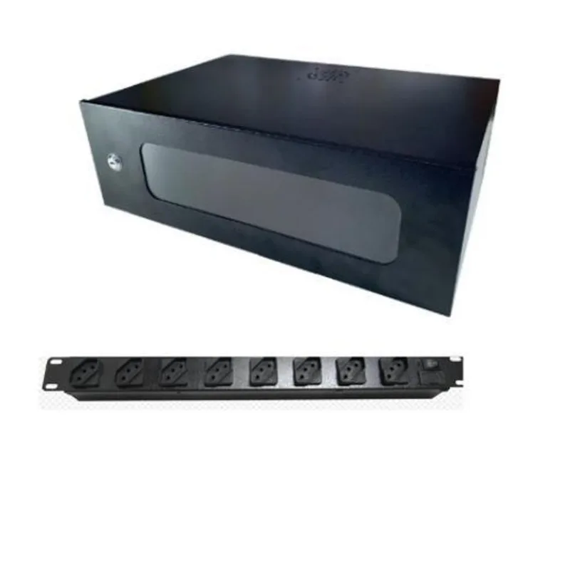 Rack 3u Acrílico Preto Kit Filtro De Linha 8 Tomadas