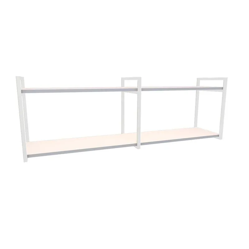 Nicho Industrial 2 Prateleiras Copacabana Ferro Branco Tampo Branco 120cm